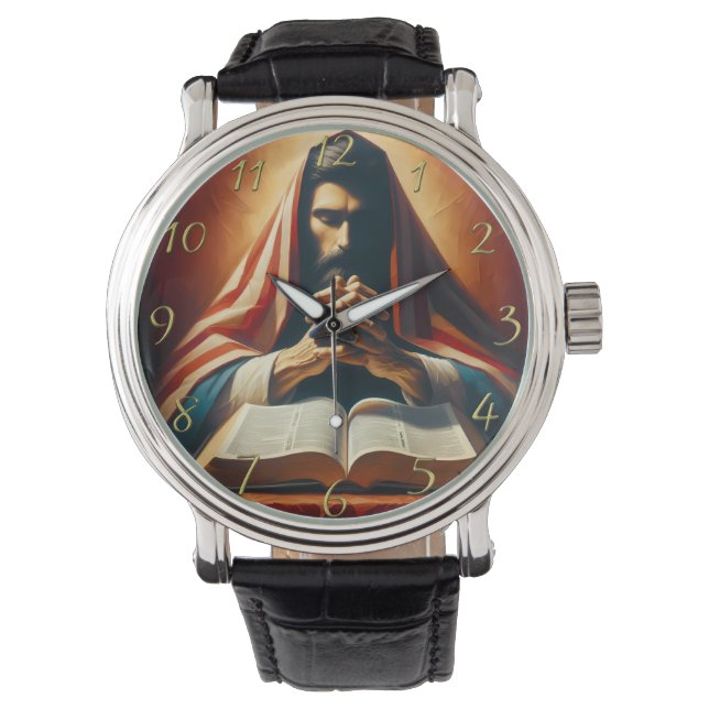 Reloj De Pulsera Proverbios 3:5 Biblia sagrada con manos (Anverso)
