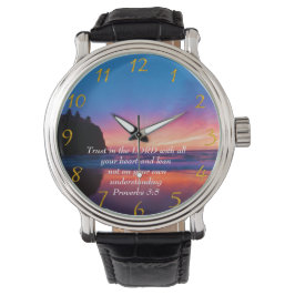Reloj De Pulsera Proverbios 3:5 hermoso océano y el cielo grande Cl