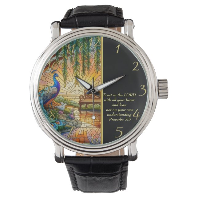 Reloj De Pulsera Proverbios 3:5 Iglesia Blanca (Anverso)