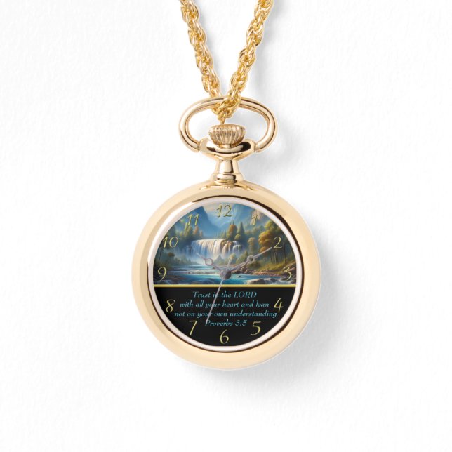 Reloj De Pulsera Proverbios 3:5 Lago de montaña de fe cristiana (Anverso)