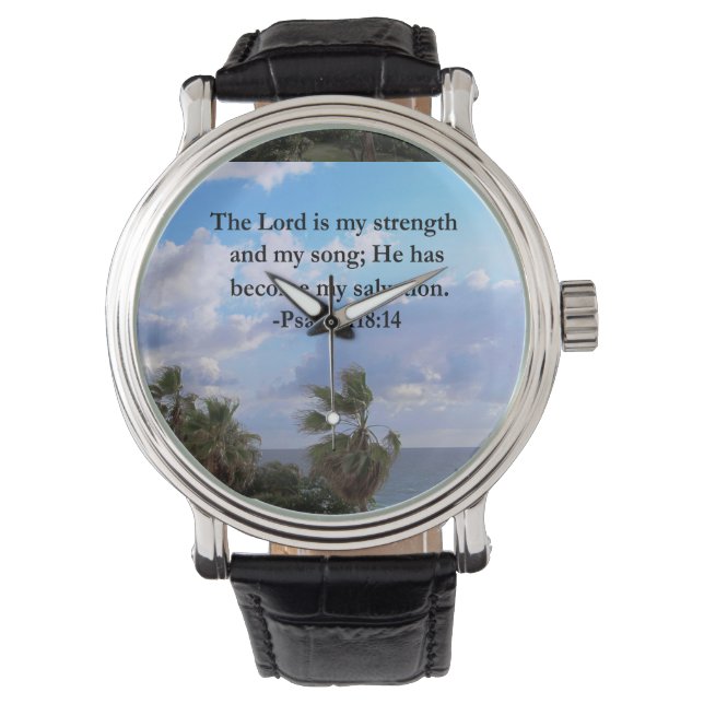 RELOJ DE PULSERA PSALM 118:14 DISEÑO DE FOTOS DEL OCÉANO SERENO (Anverso)