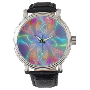 Reloj De Pulsera Psicodelic Rainbow Swirls Fractal Pattern