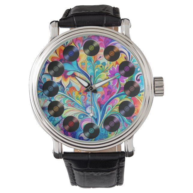 Reloj De Pulsera Psicodélico Retro Hípster 70s 60s (Anverso)