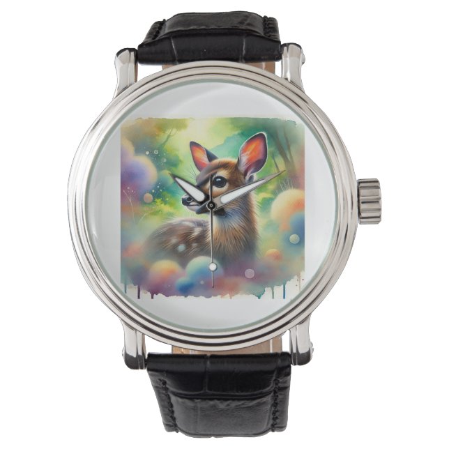 Reloj De Pulsera Pudu Deer 030724AREF115 - Watercolor (Anverso)