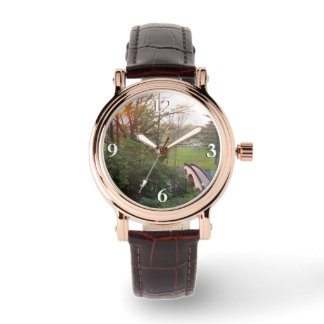 Reloj De Pulsera Puente arco iris atardecer en el Grove City Colleg