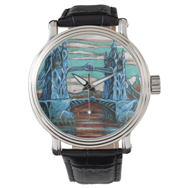 Reloj De Pulsera Puente creciente en una ciudad de fantasía (Anverso)