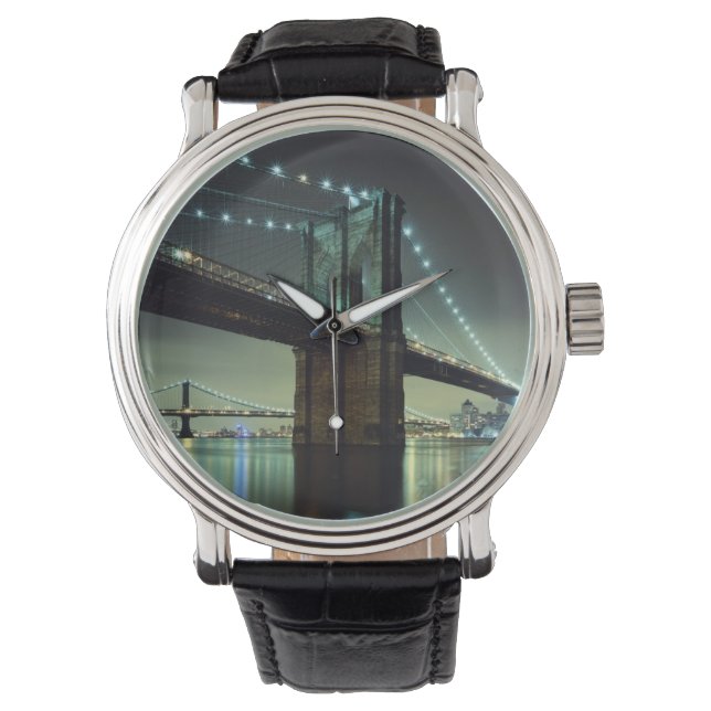 Reloj De Pulsera Puente de Brooklyn por la noche en el puente Manha (Anverso)
