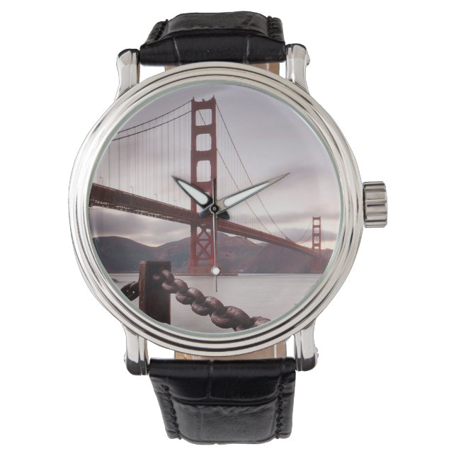 Reloj De Pulsera Puente Golden Gate contra las montañas (Anverso)