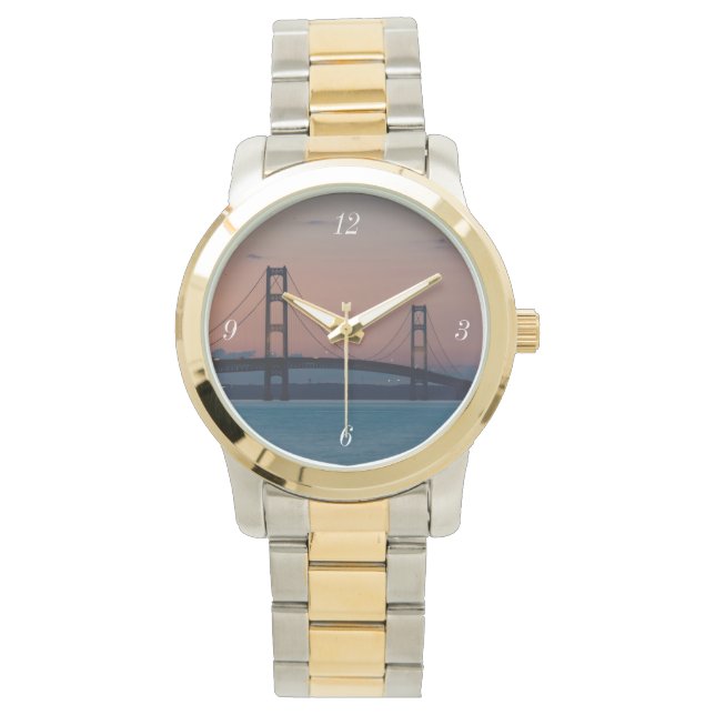 Reloj De Pulsera Puente Mackinac Al Dusk (Anverso)