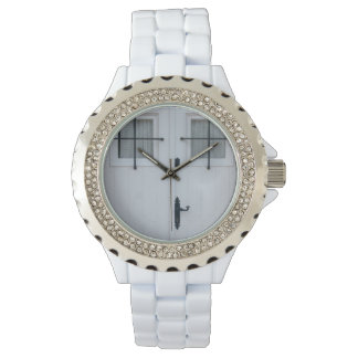Reloj De Pulsera Puerta Blanca De Madera Con Trabajos De Hierro For