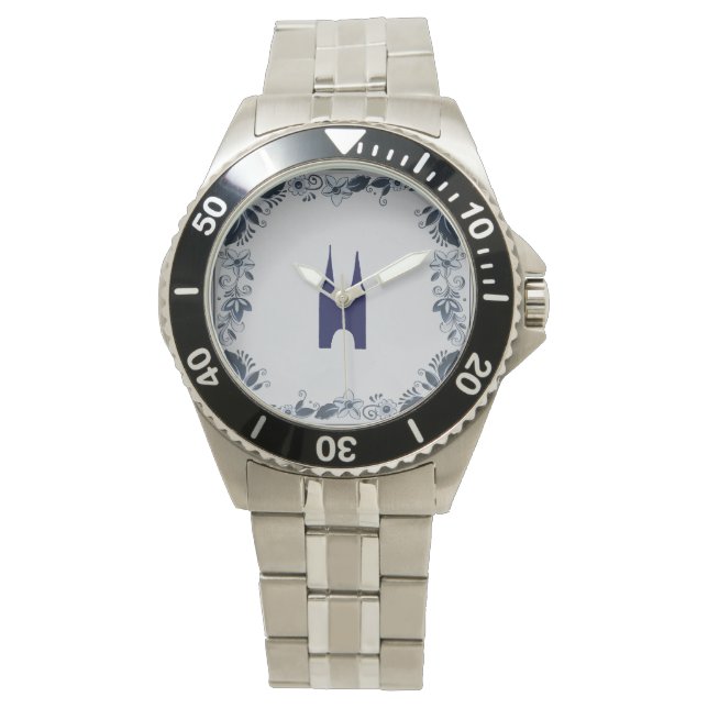 Reloj De Pulsera Puerta Este de Delft con azulejos azules (Anverso)