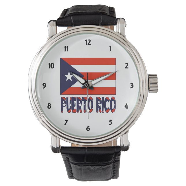 Reloj De Pulsera Puerto Rico y la bandera puertorriqueña (Anverso)