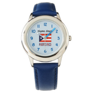 Reloj De Pulsera Puerto Rico y la bandera puertorriqueña con tu nom