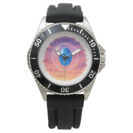 Reloj De Pulsera Puesta de sol de gema azul mística – Diseño de rel