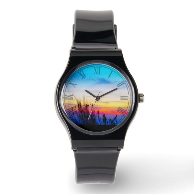 Reloj De Pulsera Puesta de sol de Margarita  (Anverso)