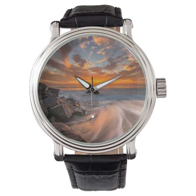 Reloj De Pulsera Puesta de sol desde la playa Tamarach (Anverso)
