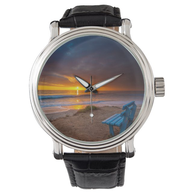 Reloj De Pulsera Puesta de sol sobre el Océano Pacífico (Anverso)