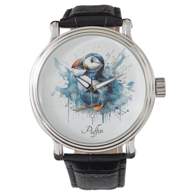 Reloj De Pulsera Puffin Splash, personalizado (Anverso)