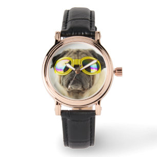 Reloj De Pulsera Pug con gafas
