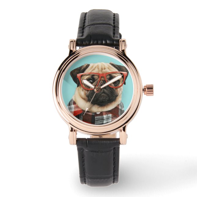 Reloj De Pulsera Pug de la camiseta cubierta (Anverso)