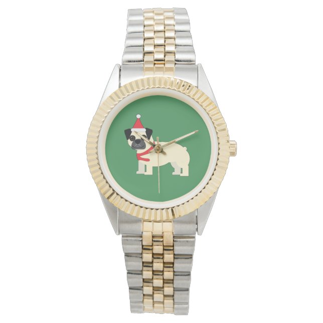 Reloj De Pulsera Pug de Santa (Anverso)