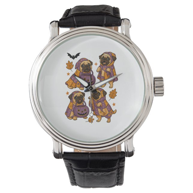 Reloj De Pulsera Pug Dog Ghost Halloween Spooky (Anverso)