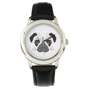 Reloj De Pulsera Pug Face Silhouette