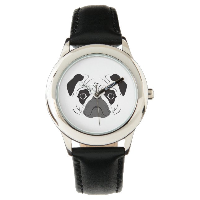 Reloj De Pulsera Pug Face Silhouette (Anverso)