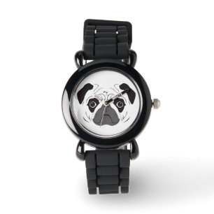 Reloj De Pulsera Pug Face Silhouette