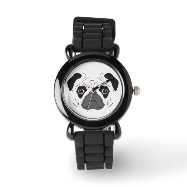 Reloj De Pulsera Pug Face Silhouette (Anverso)