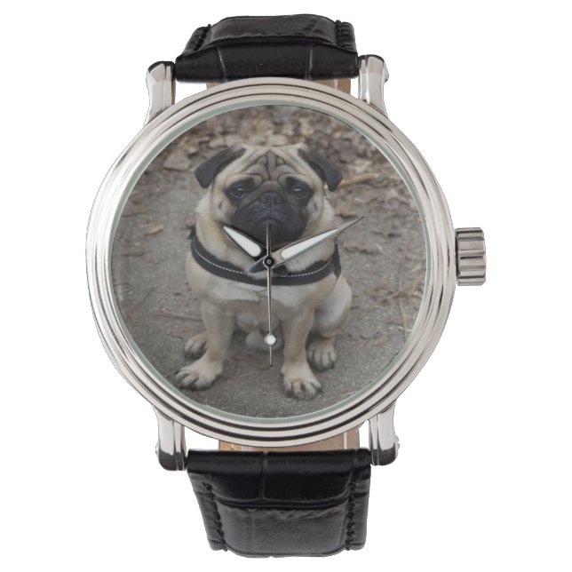 Reloj De Pulsera Pug muy serio (Anverso)