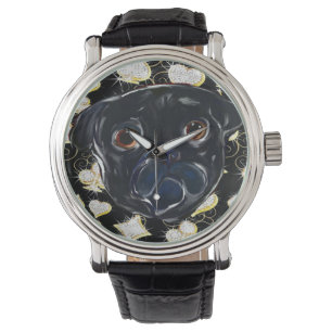 Reloj De Pulsera Pug negro