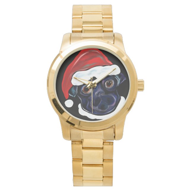 RELOJ DE PULSERA PUG NEGRO (Anverso)