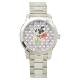 Reloj De Pulsera Pug sé mi San Valentín