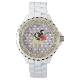 Reloj De Pulsera Pug sé mi San Valentín