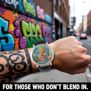 Reloj De Pulsera Pulpo en el inodoro Humorístico Divertido Escenari