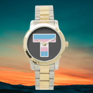 Reloj De Pulsera Pulsera de dos tonos de letra T mayúscula de orgul