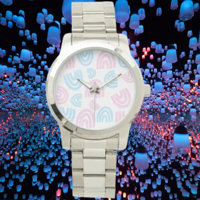 Reloj De Pulsera Pulsera de plata sobredimensionada con arcoíris de (Subido por el creador)