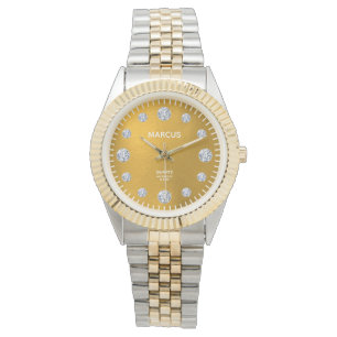 Reloj De Pulsera Pulsera Gold & Diamond Dial Steel & Gold