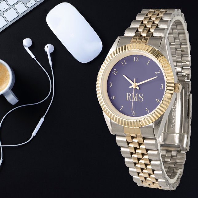 Reloj De Pulsera Pulsera inicial monogramada de dos tonos de Person (Make Custom Two-Tone Monogrammed Initial Bracelet Watch)