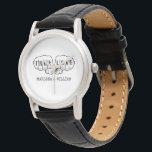 Reloj De Pulsera Punk Rock Tattoo entrega amor verdadero 42 años<br><div class="desc">Añade tus nombres para crear un regalo de aniversario personalizado. Este reloj presenta un gráfico simple en negro con dos puños con "VERDADERO AMOR" escrito en letras de tatuajes en los dedos con tus nombres (u otro texto) debajo en letra estilo máquina de escribir. Dado que el cuadragésimo segundo aniversario...</div>