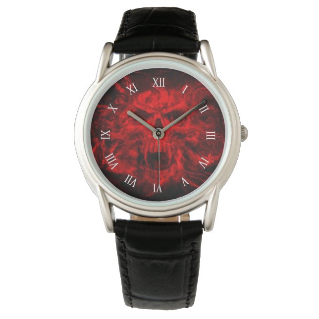Reloj De Pulsera punto de cabeza del cráneo rojo (Anverso)