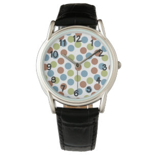 Reloj De Pulsera Puntos azules, verdes y marrones
