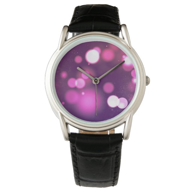 Reloj De Pulsera Puntos de diseño sinópticos de los orbs rosados/pú (Anverso)