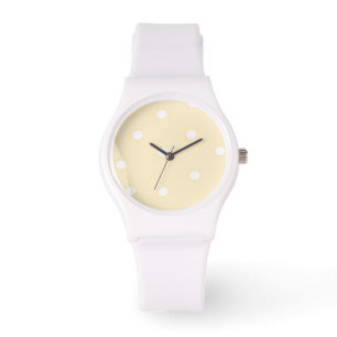 Reloj De Pulsera Puntos de polka amarillos y blancos