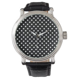 Reloj De Pulsera Puntos de polka negros y blancos