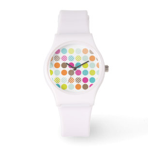 Reloj De Pulsera Puntos de polka retro de PixDezines