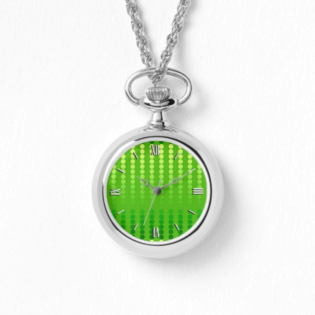 Reloj De Pulsera Puntos de satén - tonos verde lima (Anverso)
