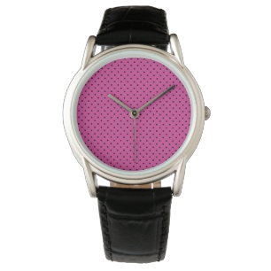 Reloj De Pulsera Puntos Violeta y Negro Rosa