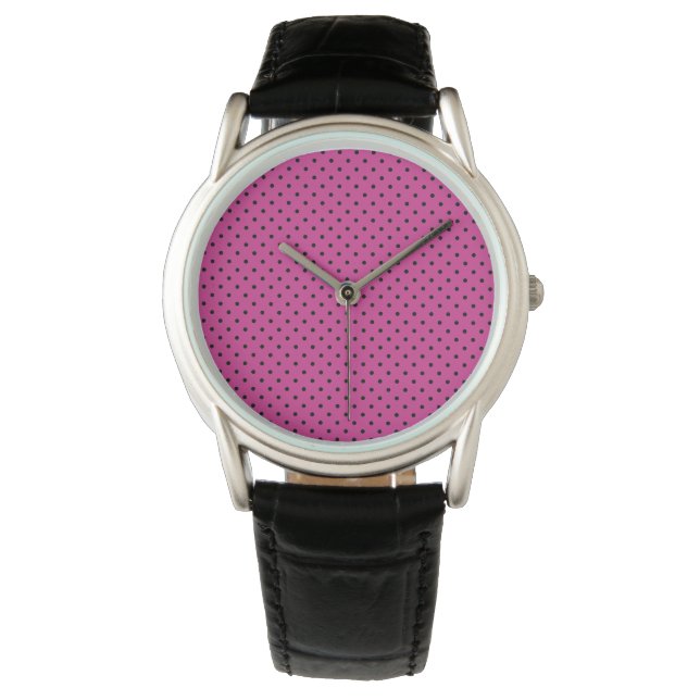 Reloj De Pulsera Puntos Violeta y Negro Rosa (Anverso)